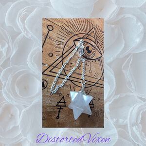 Light Rose Quartz Merkaba Pendulum • Crystal Star Pendulum for Divination